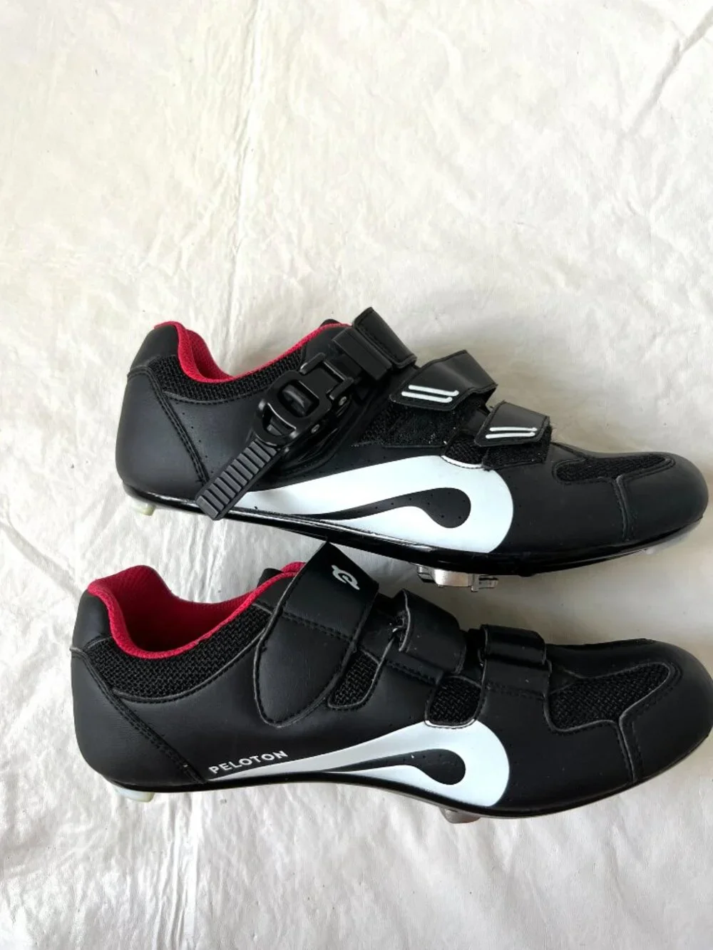 Peloton shoes cycling biking womens 9 40 black white 3 strap delta clip